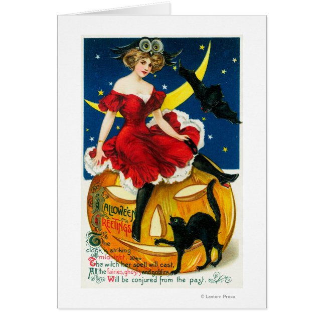 ハロウィンの挨拶の女性のジャック・オ・ランタン (正面)