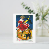 ハロウィンの挨拶の女性のジャック・オ・ランタン ポストカード (スタンド正面)