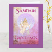 ハロウィンの挨拶の月の女神カード カード (黄色い花)