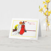 ハロウィンの挨拶の魔法使い カード (黄色い花)