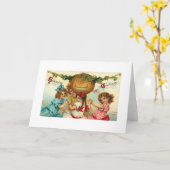 ハロウィンの挨拶をする女の子 カード (黄色い花)