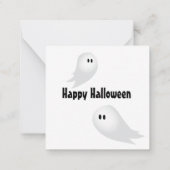 ハロウィンの挨拶、かわいいゴーストが町にいます ノートカード (裏面)