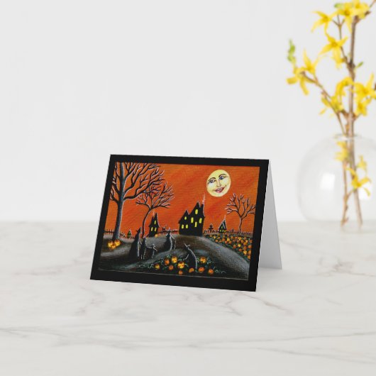 ハロウィンの挨拶、カード、魔法使い、ハロウィーンのカボチャのちょうちん カード (黄色い花)