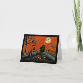 ハロウィンの挨拶、カード、魔法使い、ハロウィーンのカボチャのちょうちん カード (正面)