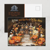 ハロウィンの新住所お知らせカード シーズンポストカード (正面/裏面)