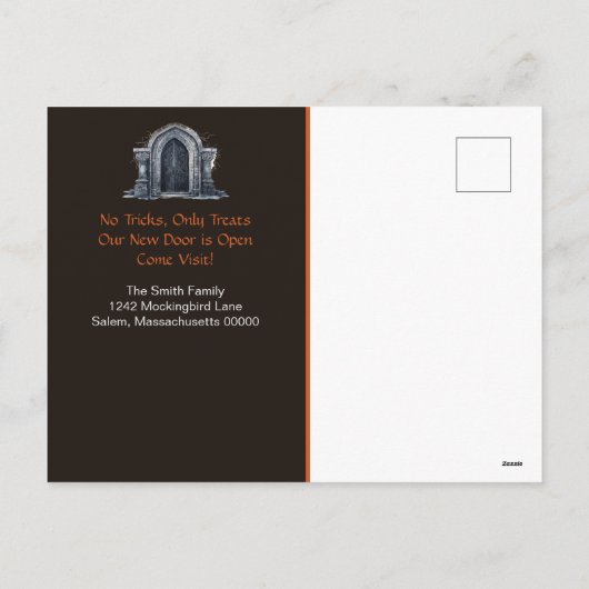 ハロウィンの新住所お知らせカード - ユニークなデザイン シーズンポストカード (裏面)