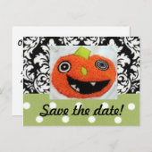 ハロウィンの日付カードを保存結婚する 案内ポストカード (正面/裏面)