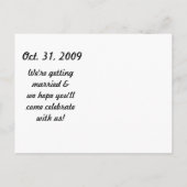 ハロウィンの日付カードを保存結婚する 案内ポストカード (裏面)