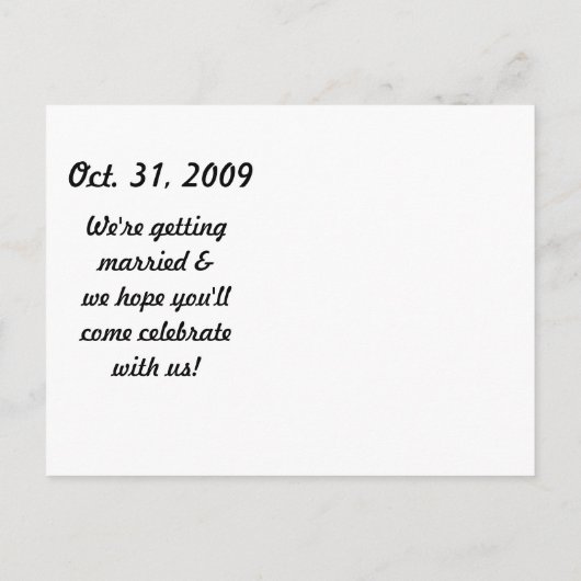 ハロウィンの日付カードを保存結婚する 案内ポストカード (裏面)