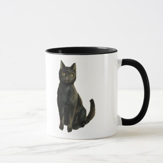 ハロウィンの旧式の黒猫 マグカップ (右)