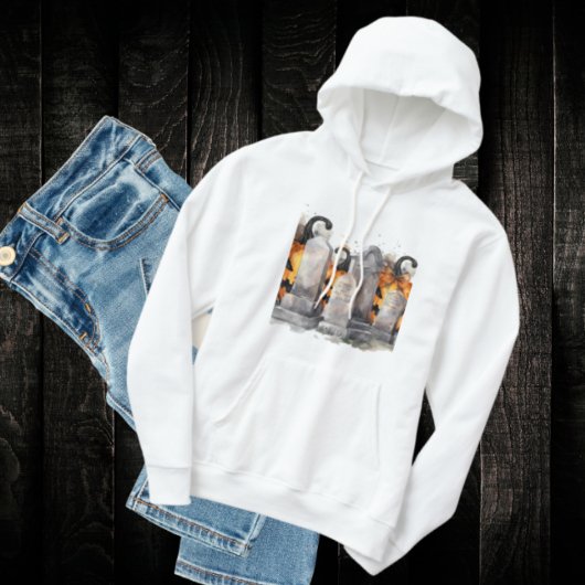 ハロウィンの時に墓石の後ろに隠れるカボチャ パーカ