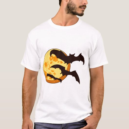 ハロウィンの月とコウモリ Tシャツ (正面)