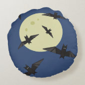 ハロウィンの月と飛ぶコウモリ ラウンドクッション (裏面)