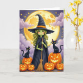 ハロウィンの月の魔法カード カード (黄色い花)