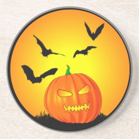 ハロウィンの月ハロウィーンのカボチャのちょうちん コースター (正面)