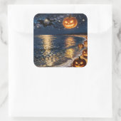 ハロウィンの月明かりの浜辺 スクエアシール (バッグ)