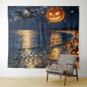 ハロウィンの月明かりの浜辺 タペストリー (インサイチュ(横))