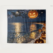 ハロウィンの月明かりの浜辺 タペストリー (正面(横))