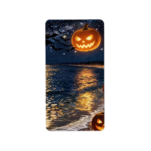 ハロウィンの月明かりの浜辺 ラベル (正面)