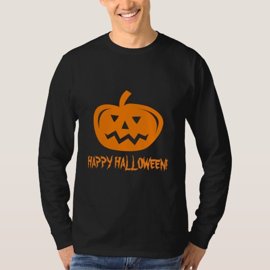 ハロウィンの服装男性への|のカボチャヘッドに切り分けること Tシャツ (正面)