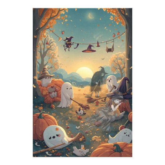 ハロウィンの朝後 - 幽霊の大掃除の物語 フォトプリント (正面)