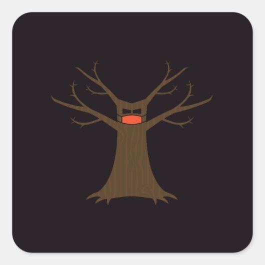 ハロウィンの木のフェイスマスク ステッカー (正面)