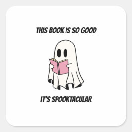 ハロウィンの本を読む幽霊 グラフィック スクエアシール