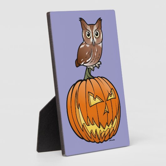 ハロウィンの東のアメリカオオコノハズク フォトプラーク (側面)