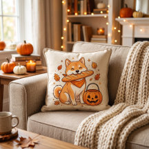 ハロウィンの柴犬のかわいいバゲットクッション