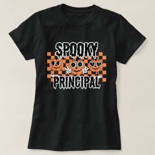ハロウィンの校長先生 スプーキーな校長先生のカスタムデザイン Tシャツ (デザイン正面)