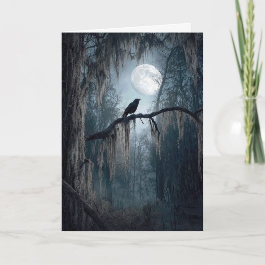 ハロウィンの森のカラス カード (正面)