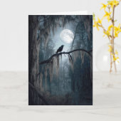 ハロウィンの森のカラス カード (黄色い花)