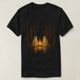 ハロウィンの森のキャンプファイヤーと幽霊たちアート Tシャツ