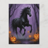 ハロウィンの森の黒馬 ポストカード (正面)