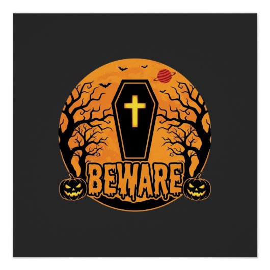 ハロウィンの棺桶、パンプキンにご用心 ホラー デザイン_1 ポスター (正面)
