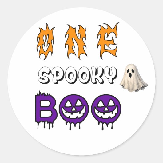 ハロウィンの楽しいお化けのシーン 👻 ラウンドシール (正面)