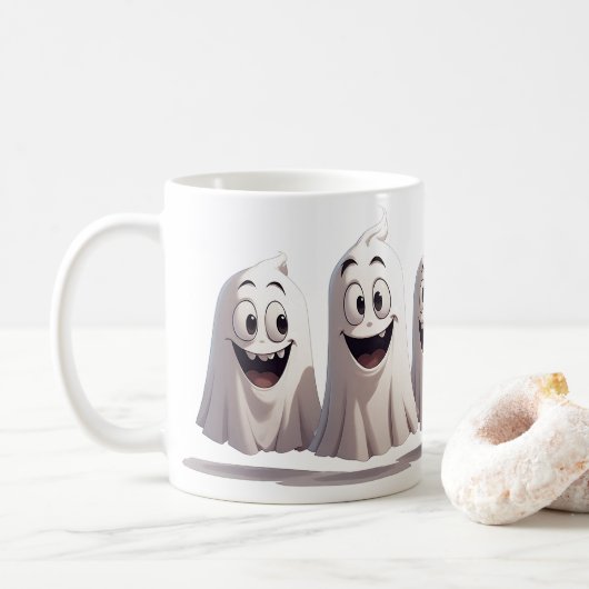 ハロウィンの楽しいお化け3兄弟 🍬 コーヒーマグカップ (ドーナツ)