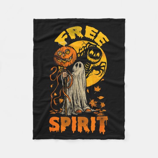 ハロウィンの楽しいお化け フリースブランケット (正面)