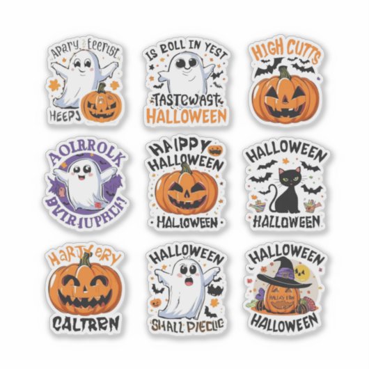 ハロウィンの楽しいかわいいデザインステッカーセット シール (正面)