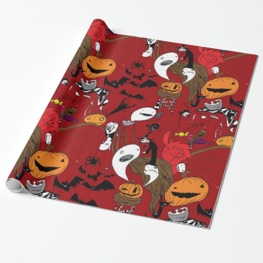 ハロウィンの楽しいひと時 ラッピングペーパー (アンロールド)