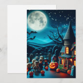 ハロウィンの楽しいクレイアニメーション招待状 招待状 (正面/裏面)