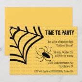 ハロウィンの楽しいスパイダーパーティーの招待状 招待状 (正面/裏面)