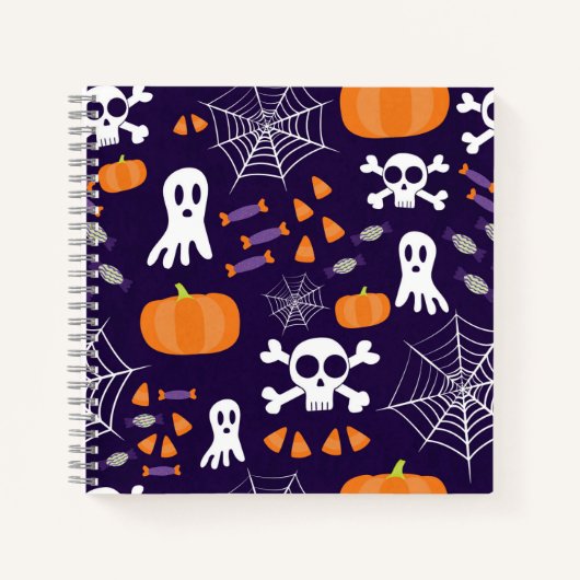 ハロウィンの楽しいパターン ノートブック (正面)