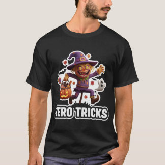 ハロウィンの楽しみのためのお菓子を持ったかかし Tシャツ