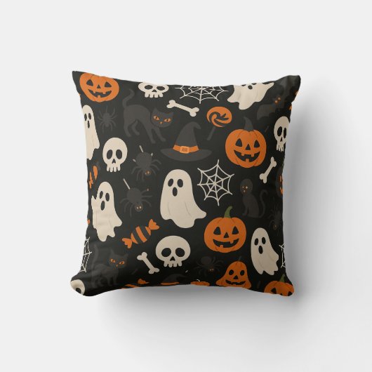 ハロウィンの様々なパターンの画像の枕 クッション (正面)