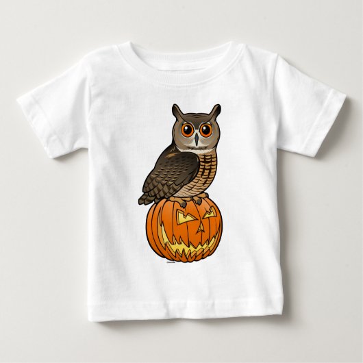 ハロウィンの欧亜のワシミミズク ベビーTシャツ (正面)