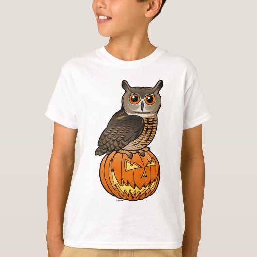 ハロウィンの欧亜のワシミミズク Tシャツ (正面)