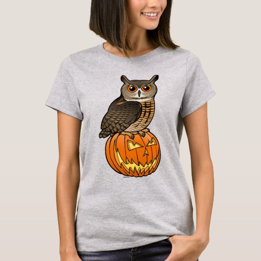 ハロウィンの欧亜のワシミミズク Tシャツ (正面)
