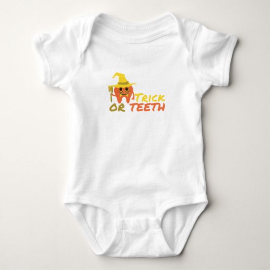 ハロウィンの歯科トリックオアトリート ベビーボディスーツ (正面)