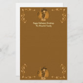 ハロウィンの気色悪い子供の魔法使いの文房具 便箋 (正面/裏面)